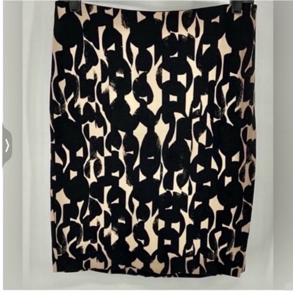 Ann Taylor Black Abstract Modern Zip Classic Pencil Skirt 6 - Picture 1 of 3